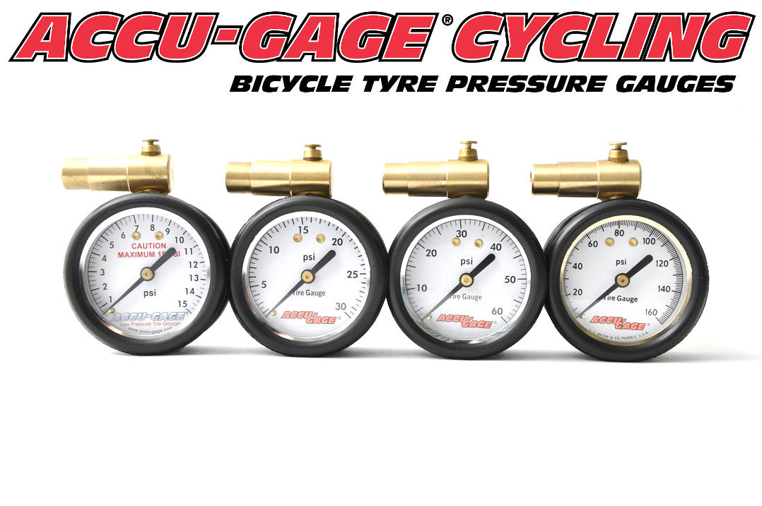 European/UK stockist of ACCU-GAGE. A range of simple, rugged and accurate bicycle tyre pressure gauges, optimised for Fat Bike, Cyclo Cross, Gravel, MTB or Road &amp; Track disciplines